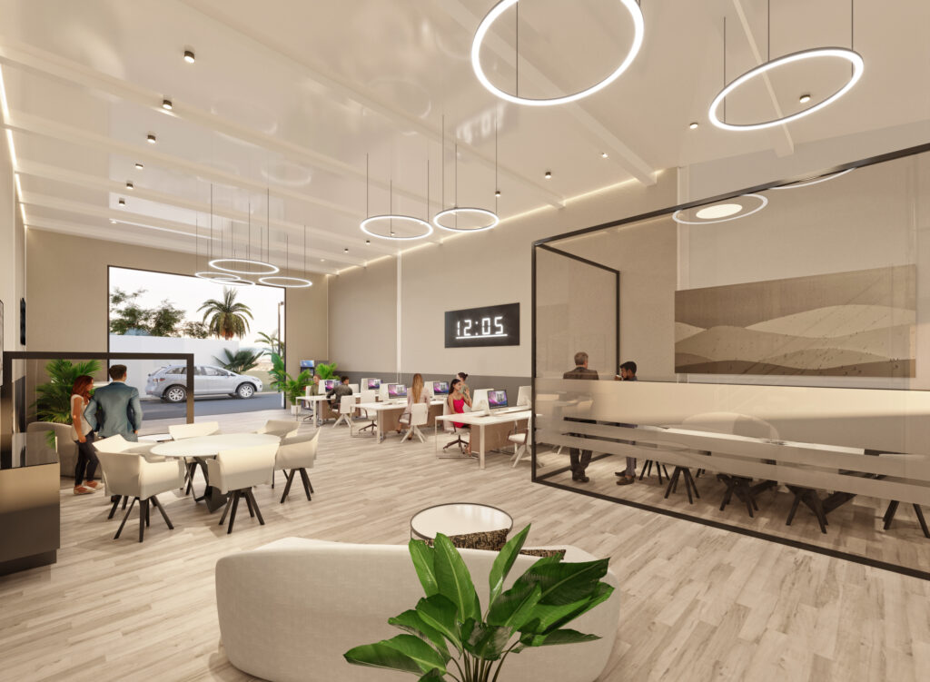 Oficina tipo · espacio abierto configurable, listo para mobiliario.
